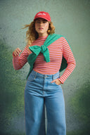 TOP FIFI RAYURE ORANGE ET ROSE