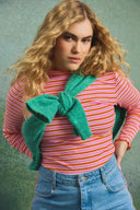 TOP FIFI RAYURE ORANGE ET ROSE