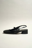 POLLY BLACK PATENT SANDALS