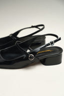POLLY BLACK PATENT SANDALS