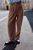 PANTALON NOE MARRON RAYURES