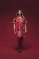 ROBE FRIDA RAYURES ROUGE