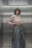 PAULA SILVER SEQUIN SKIRT