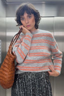 RICO GREY SWEATER WITH PINK STRIPES