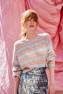 PULL RICO GRIS RAYURES ROSES