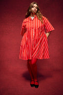 ROBE FRIDA RAYURES ROUGE