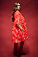 ROBE FRIDA RAYURES ROUGE