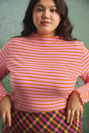 TOP FIFI RAYURE ORANGE ET ROSE