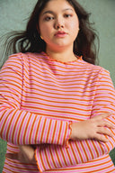 TOP FIFI RAYURE ORANGE ET ROSE