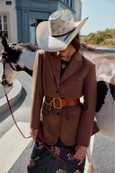 VESTE DAN MARRON RAYURES BLEUES