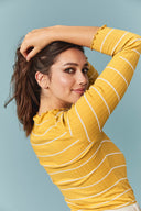 T-SHIRT THAIS RAYURES MOUTARDE