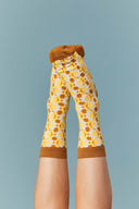 CHAUSSETTES FLEURS MOUTARDES
