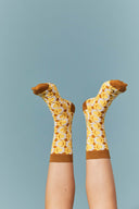 CHAUSSETTES FLEURS MOUTARDES