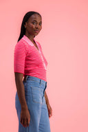 TRICOT EVE RAYE ROUGE ROSE