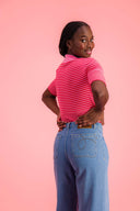 TRICOT EVE RAYE ROUGE ROSE