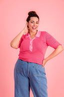 TRICOT EVE RAYE ROUGE ROSE